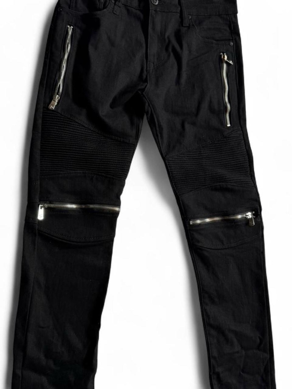 Black Moto Zip Jeans